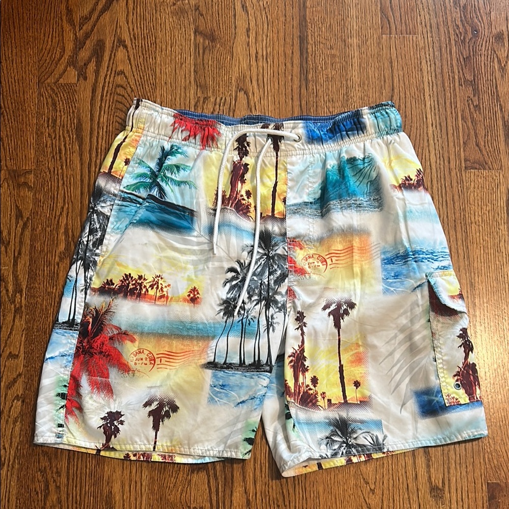 2/$11 Croft & Barrow Red and Blue Board Shorts Swimwear